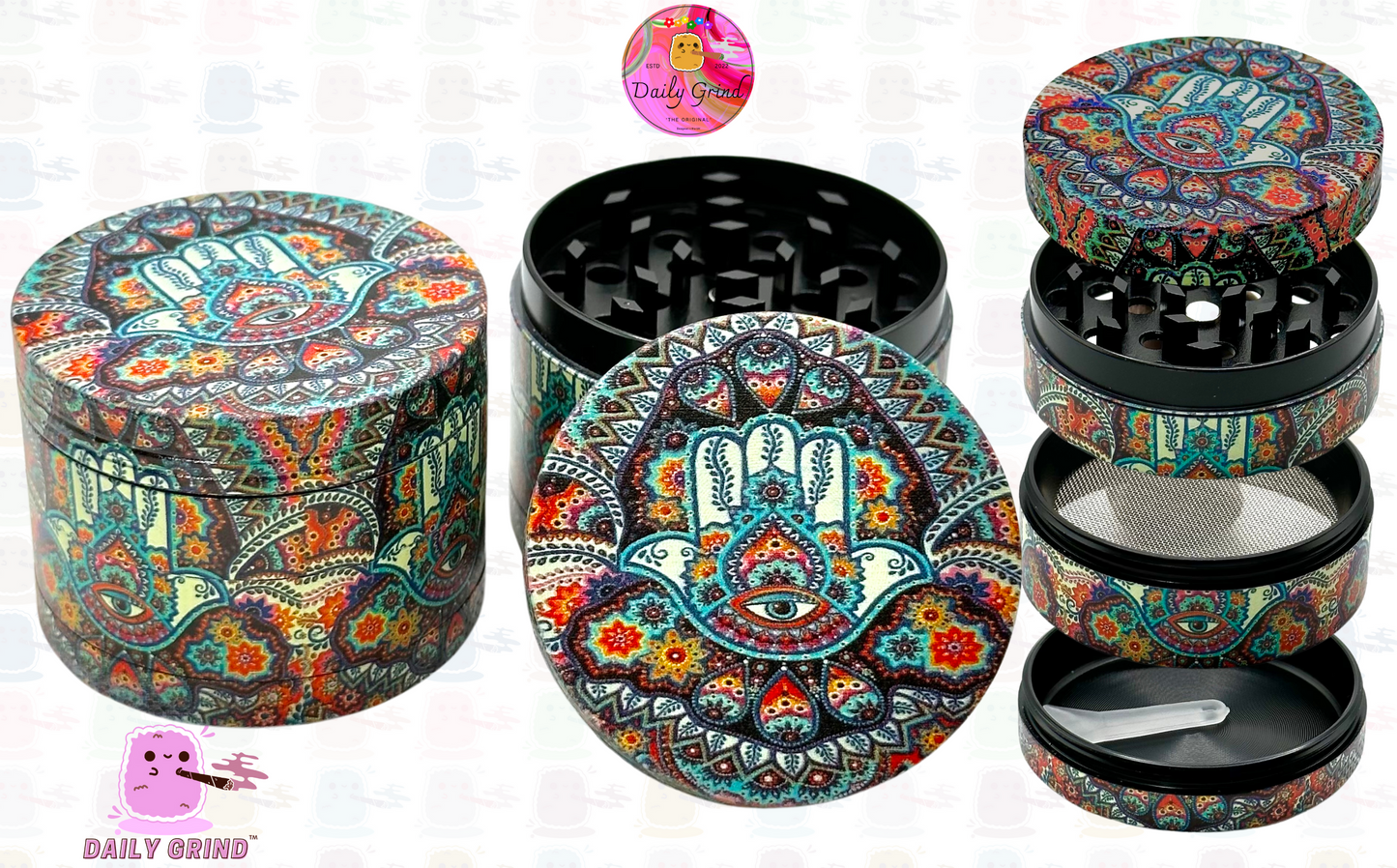 Main de protection Hamsa Tattoo - 50mm 4 pièces de haute qualité personnalisé broyeur d'herbes en métal cadeau