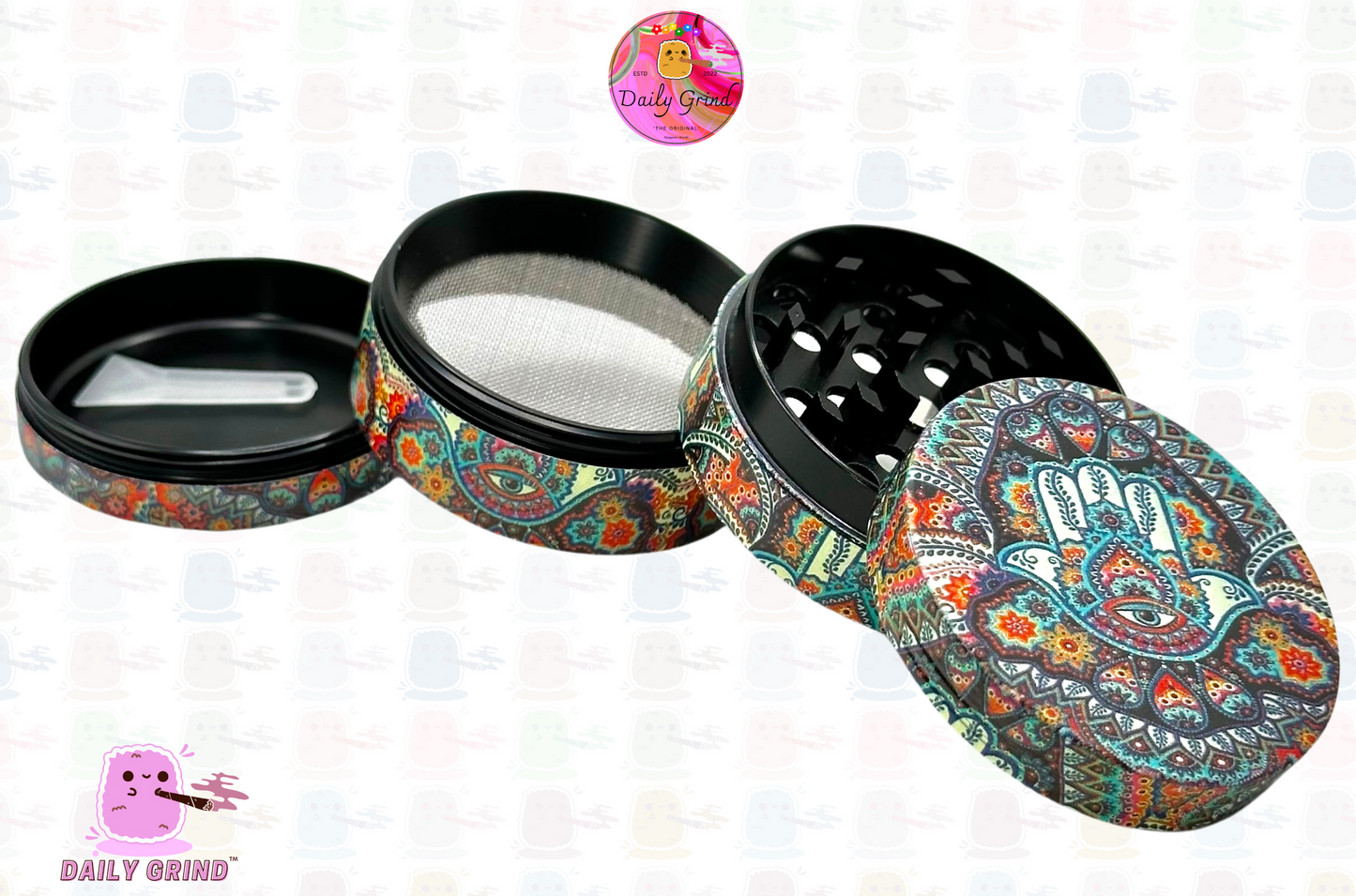 Main de protection Hamsa Tattoo - 50mm 4 pièces de haute qualité personnalisé broyeur d'herbes en métal cadeau
