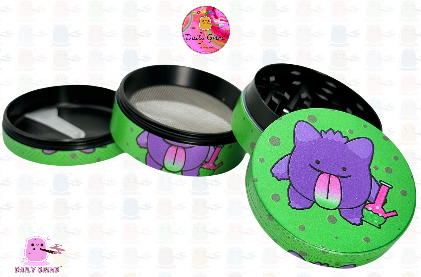 Lindo monstruo verde mejor amigo - Molinillo de hierbas de metal personalizado de alta calidad, 50 mm, 4 piezas, regalo