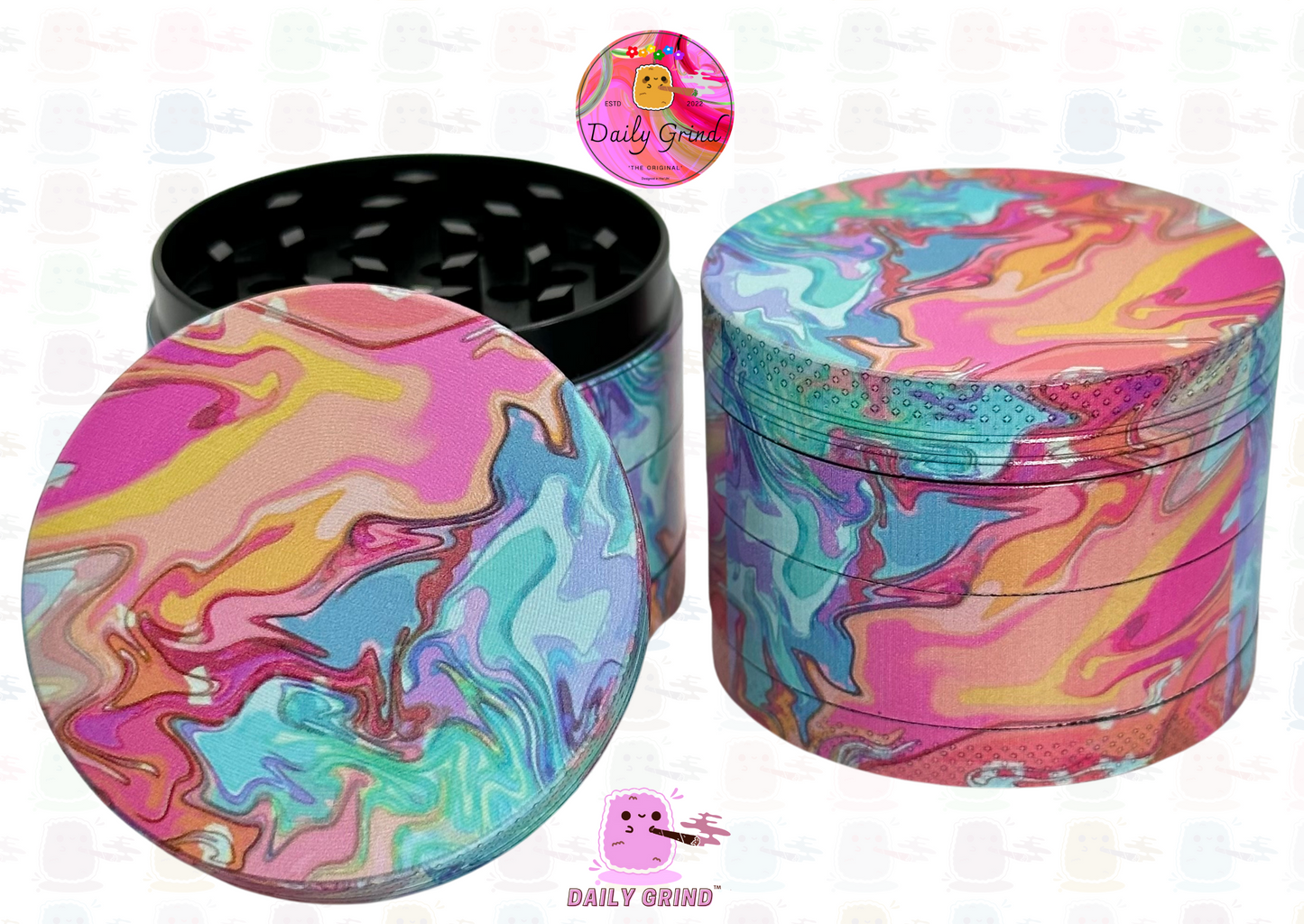 Diseño Pastel Tie Dye Hermosa calidad - 50 mm 4 piezas Regalo de molinillo de hierbas de metal de alta calidad