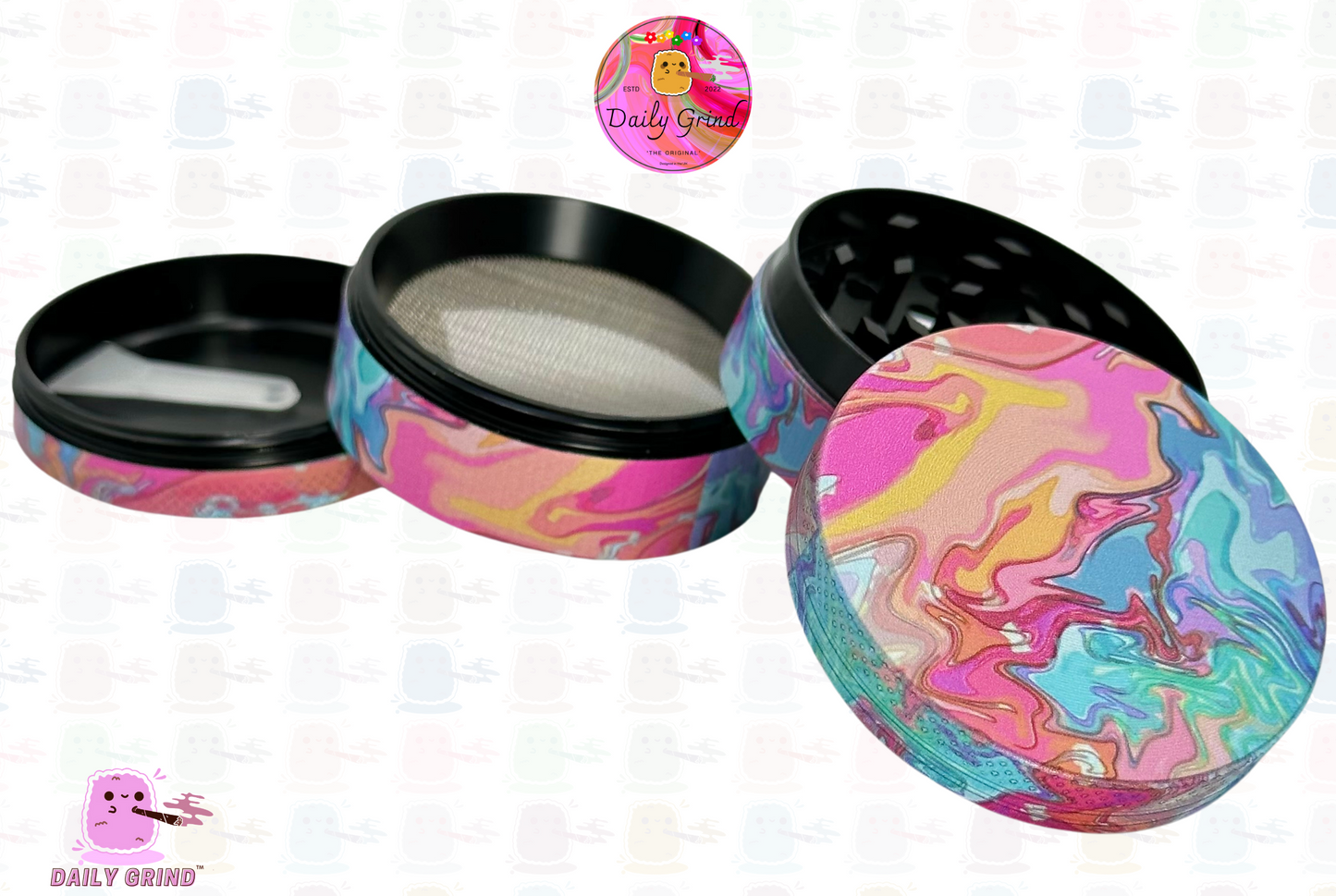 Diseño Pastel Tie Dye Hermosa calidad - 50 mm 4 piezas Regalo de molinillo de hierbas de metal de alta calidad