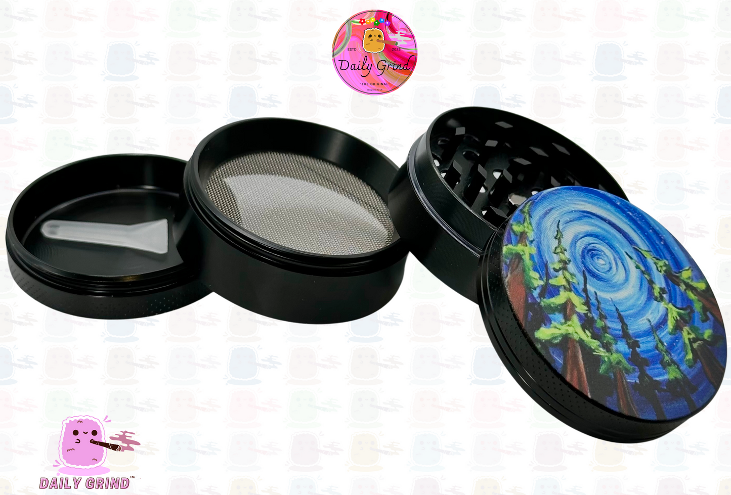 Portal In The Woods Gateway Vision 50 mm 4 piezas Regalo de molinillo de hierbas de metal personalizado de alta calidad