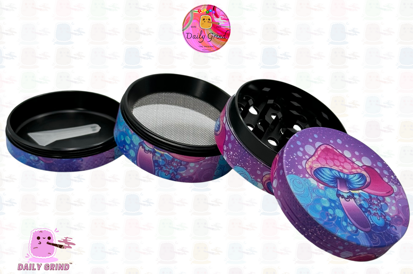 Tinte anudado de setas púrpuras - Regalo de molinillo de hierbas de metal personalizado de alta calidad de 50 mm y 4 piezas