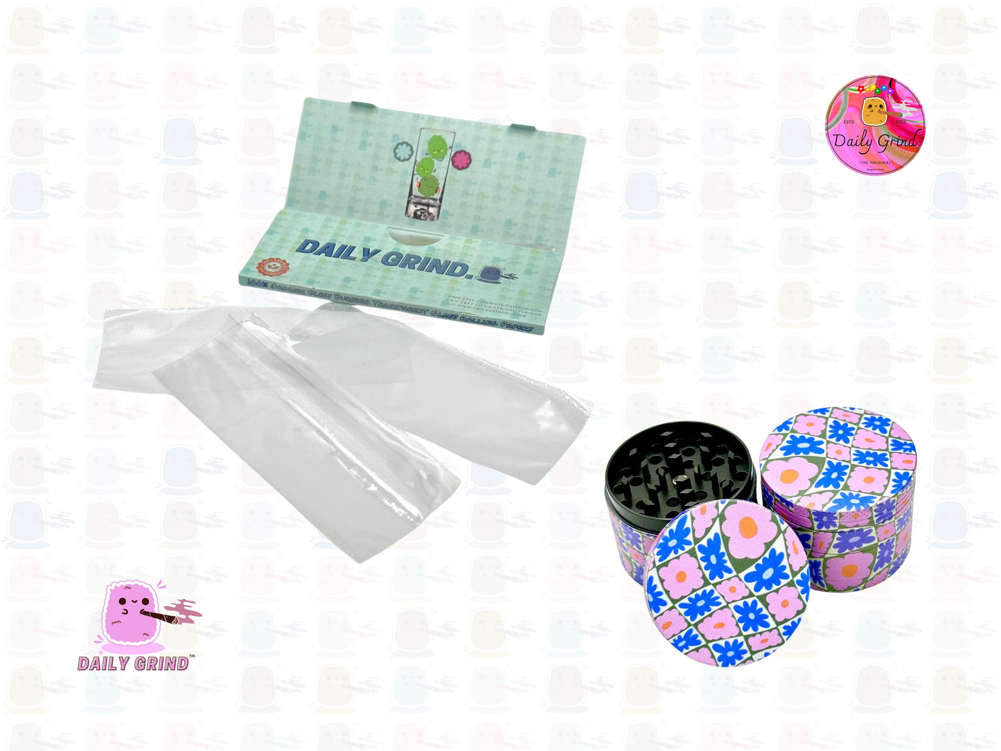 60's & 70's Cute Flower Power Purple - 50mm 4-Piece High Quality Custom Metal Tobacco Herb Grinder Gift Idea