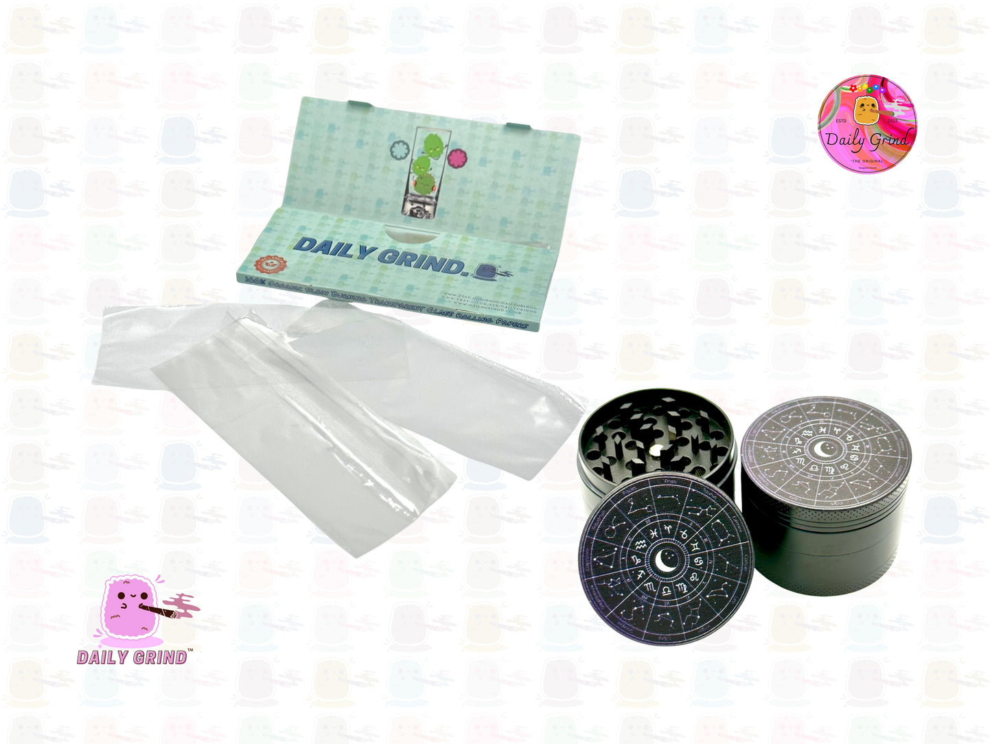 Astrology Star Signs Chart - 50mm 4-Piece Premium Custom Metal Tobacco Herb Grinder Gift Idea