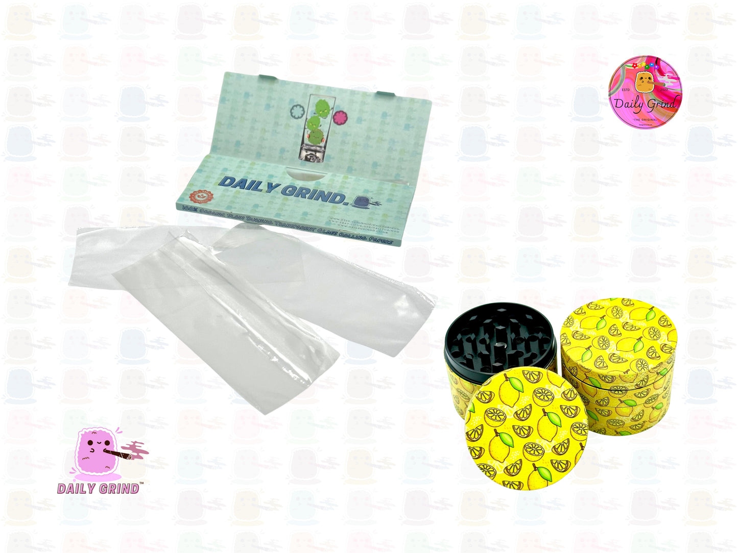 Juicy Lemon Slices Fruit Candy Yellow - 50mm 4-Piece High Quality Custom Metal Tobacco Herb Grinder Gift Idea