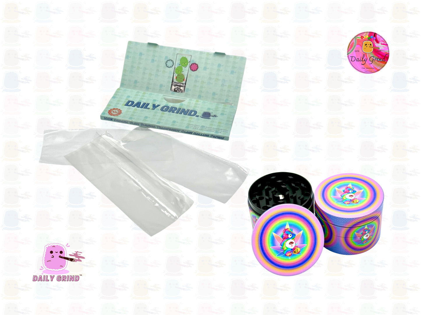 Cute Colourful Psychedelic Bear - 50mm 4-Piece High Quality Metal Tobacco Herb Grinder Gift Idea