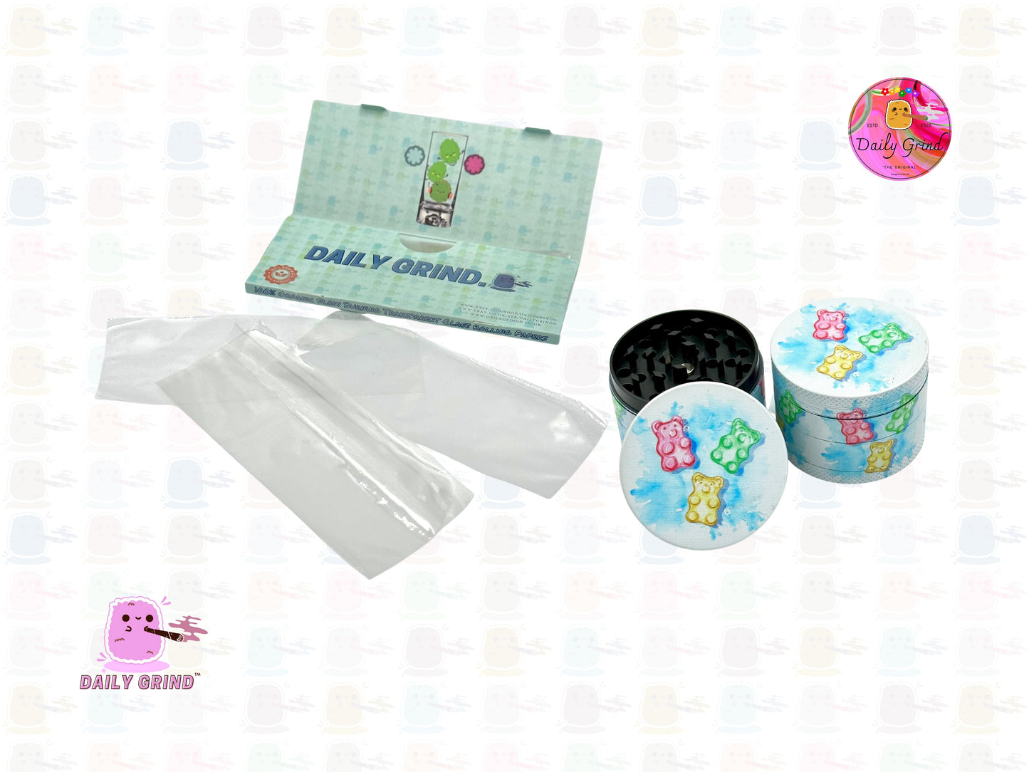 Gummy Bear Sweet Candy Cute - 50mm 4-Piece High Quality Custom Metal Tobacco Herb Grinder Gift Idea