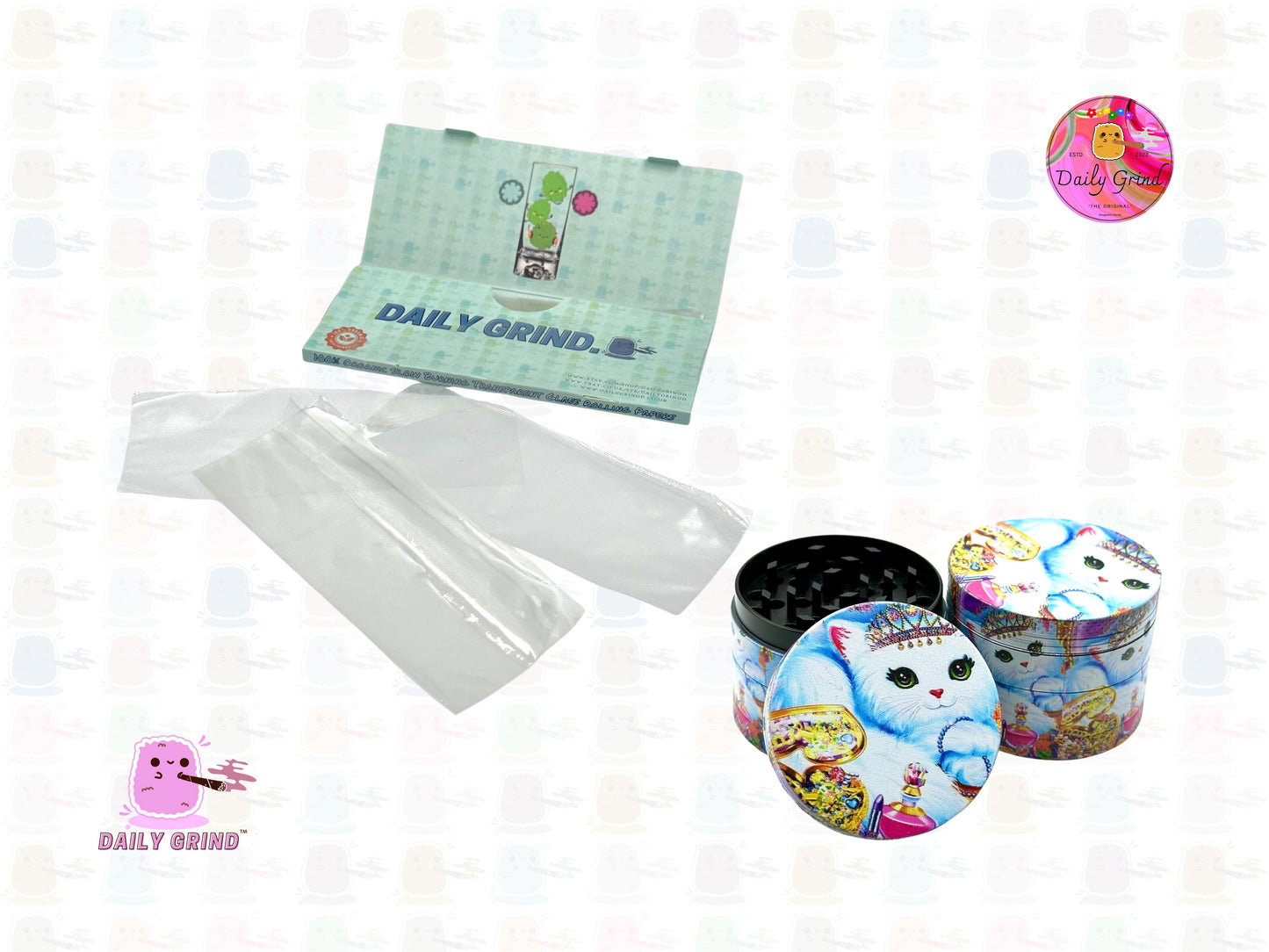 Cute Kitten Jewellery Kawaii - 50mm 4-Piece High Quality Metal Tobacco Herb Grinder Gift Idea