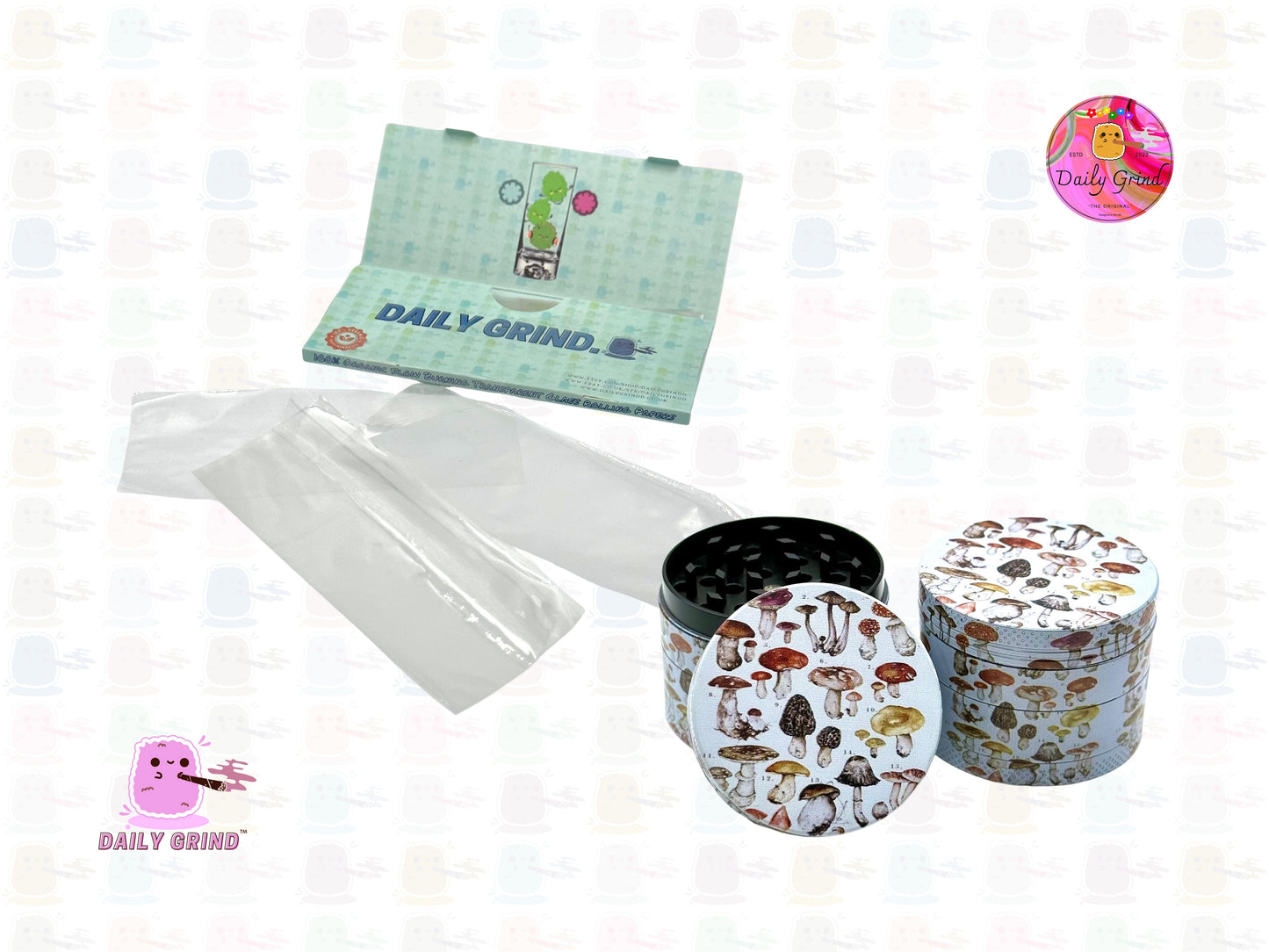 Vintage Mushroom Chart Botanical - 50mm 4-Piece High Quality Custom Metal Tobacco Herb Grinder Gift Idea