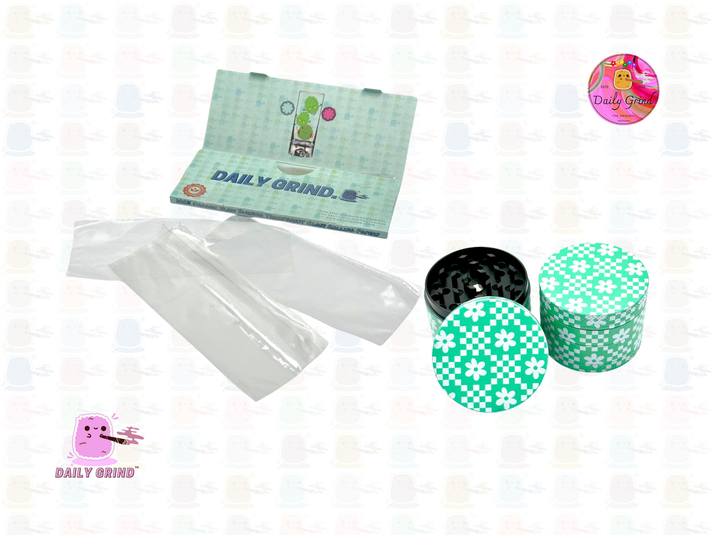 Green Flower Monogram Vintage - 50mm 4-Piece High Quality Custom Metal Tobacco Herb Grinder Gift Idea