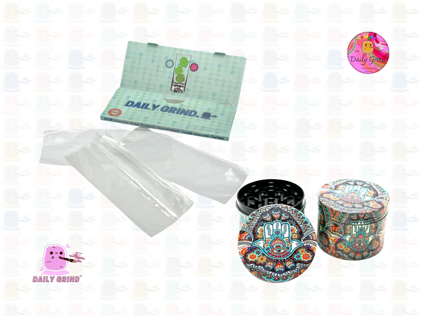 Main de protection Hamsa Tattoo - 50mm 4 pièces de haute qualité personnalisé broyeur d'herbes en métal cadeau