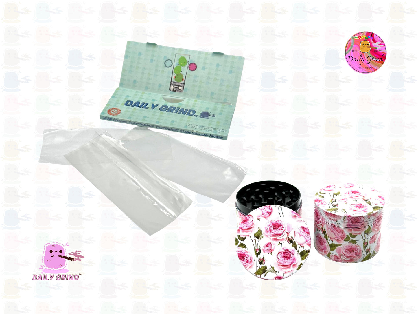 Rosas rosadas Linda flor de verano Vintage - 50 mm 4 piezas Regalo de molinillo de hierbas de metal personalizado de alta calidad