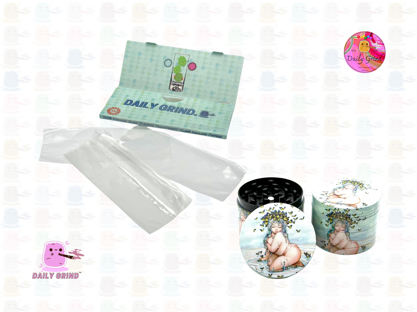 Thicc Butterfly Fairy Witch Cute - 50mm 4-Piece High Quality Custom Metal Tobacco Herb Grinder Gift Idea