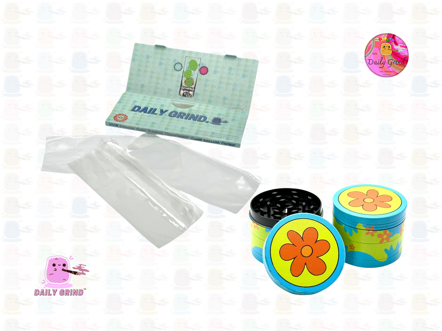 70’s Flower Power 60's Cute Peace Nostalgia - 50mm 4-Piece High Quality Custom Metal Tobacco Herb Grinder Gift Idea