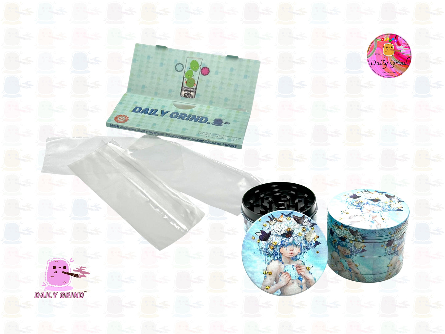 Cute Fairy Girl Spiritual Nature Kawaii - 50mm 4-Piece High Quality Metal Tobacco Herb Grinder Gift Idea