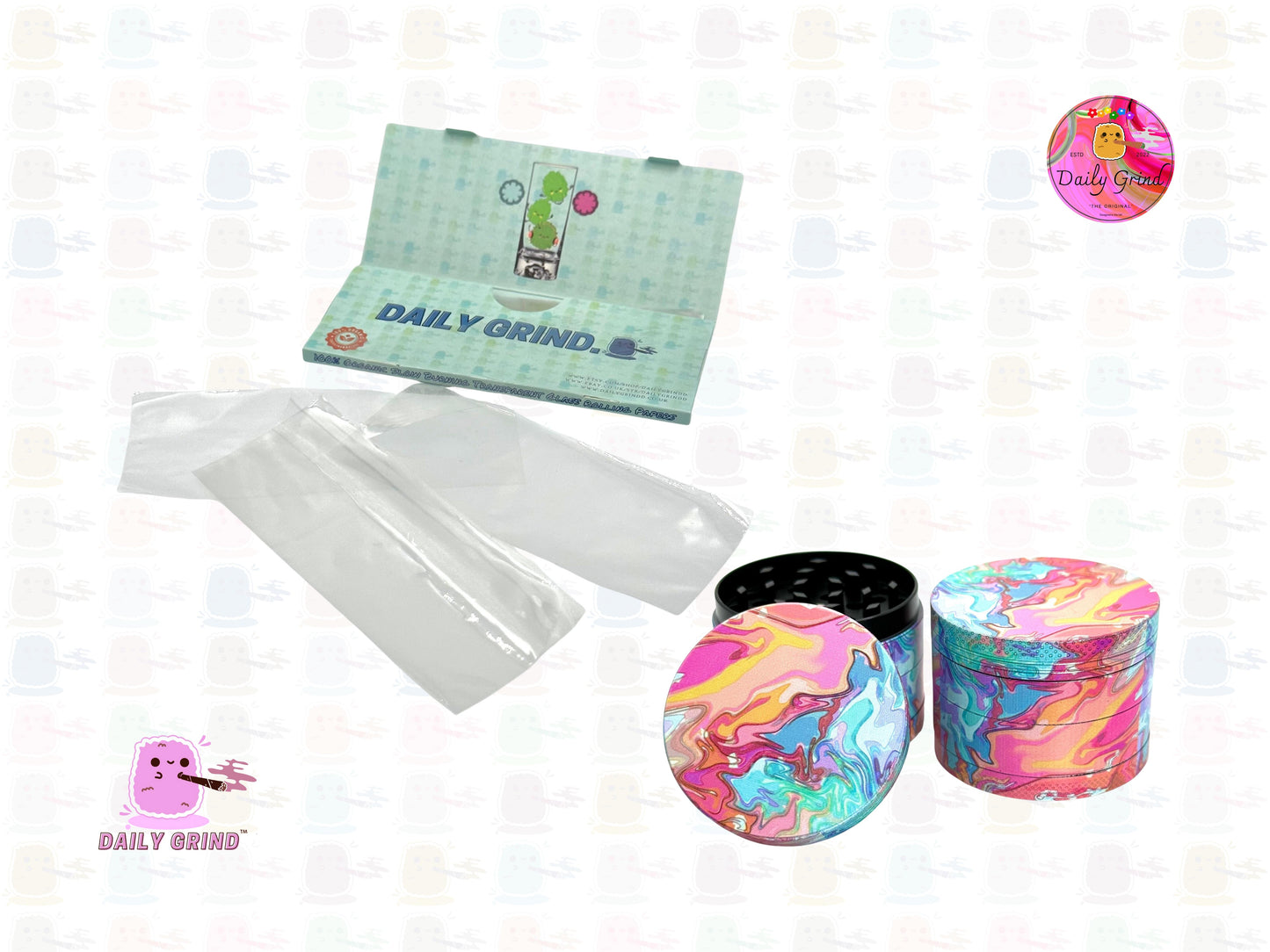 Diseño Pastel Tie Dye Hermosa calidad - 50 mm 4 piezas Regalo de molinillo de hierbas de metal de alta calidad