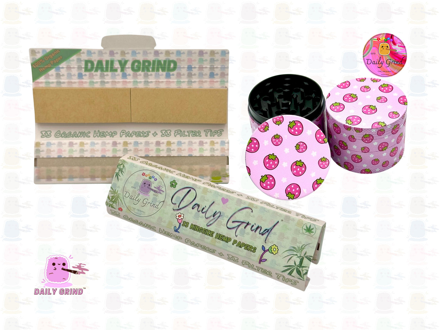 Fresas Kawaii Estilo japonés Kawaii Fruta jugosa linda - 50 mm 4 piezas Regalo de molinillo de hierbas de metal personalizado de alta calidad