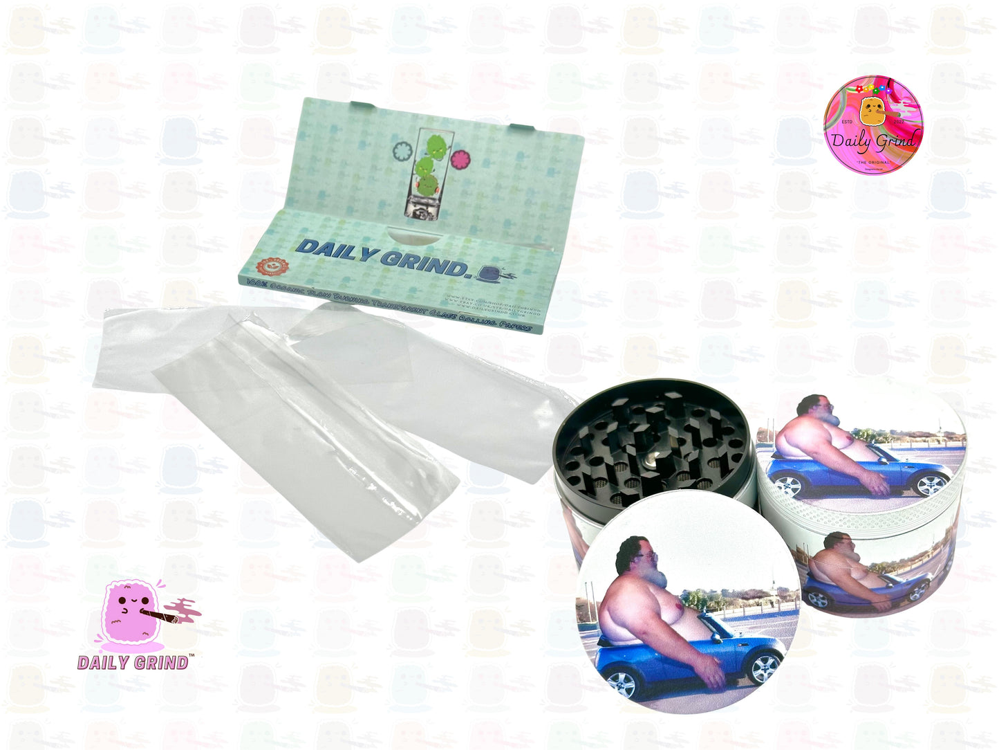 Dad Bod in a Drop Top Mini - 50mm 4-Piece High Quality Custom Metal Tobacco Herb Grinder Gift Idea