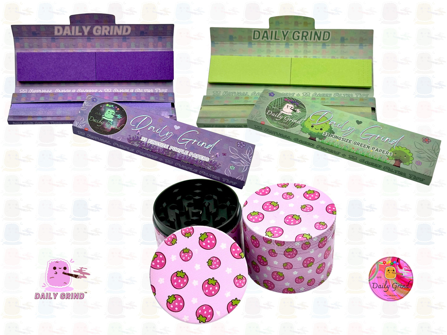 Fresas Kawaii Estilo japonés Kawaii Fruta jugosa linda - 50 mm 4 piezas Regalo de molinillo de hierbas de metal personalizado de alta calidad
