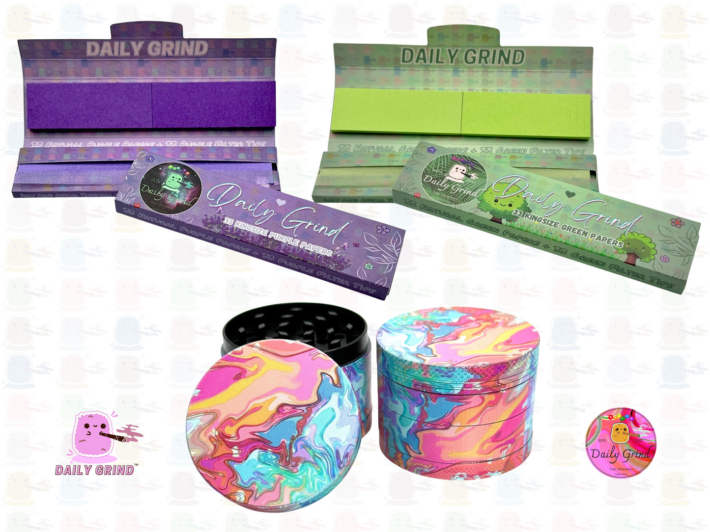 Diseño Pastel Tie Dye Hermosa calidad - 50 mm 4 piezas Regalo de molinillo de hierbas de metal de alta calidad