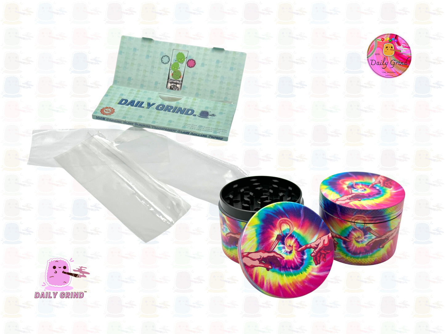 Tie Dye Michelangelo Sistine Chapel Birth of Man - 50mm 4-Piece High Quality Custom Metal Tobacco Herb Grinder Gift Idea