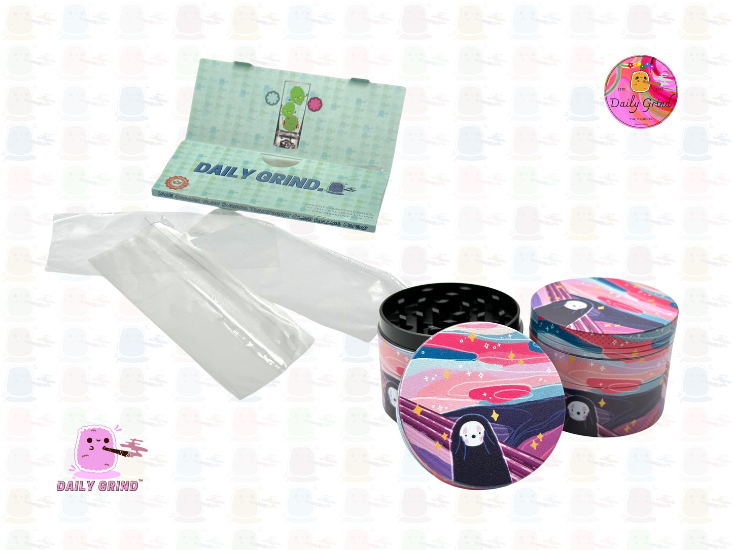 Cartoon Dreamy Sunset - 50mm 4-Piece High Quality Custom Metal Tobacco Herb Grinder Gift Idea