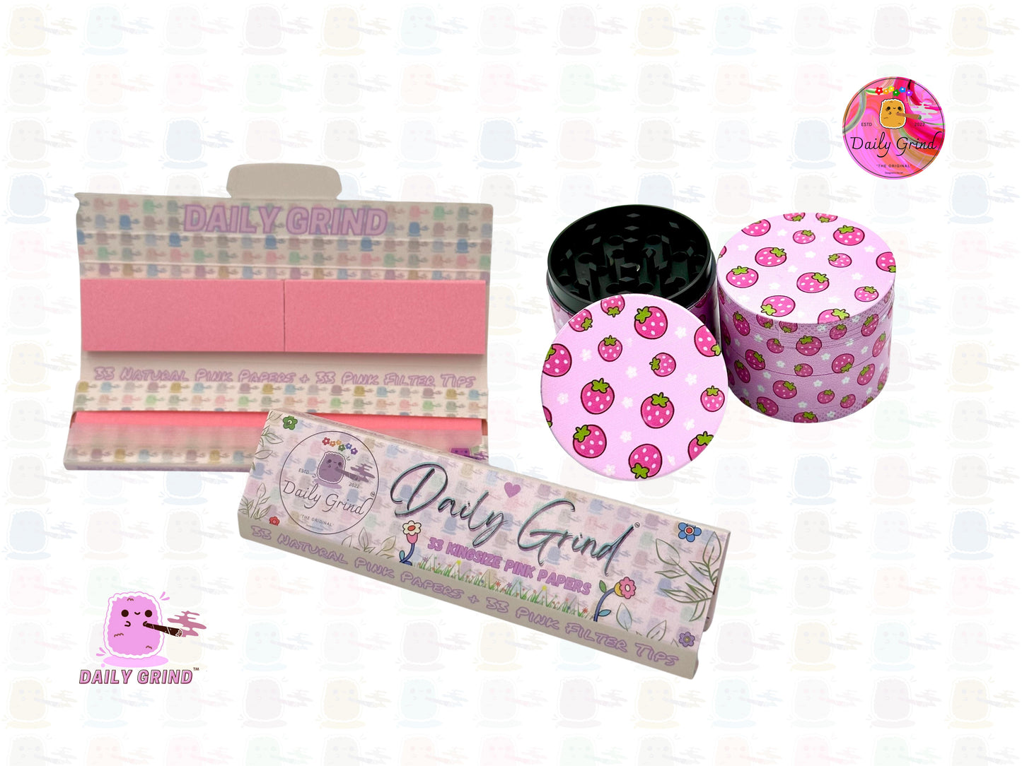 Fresas Kawaii Estilo japonés Kawaii Fruta jugosa linda - 50 mm 4 piezas Regalo de molinillo de hierbas de metal personalizado de alta calidad