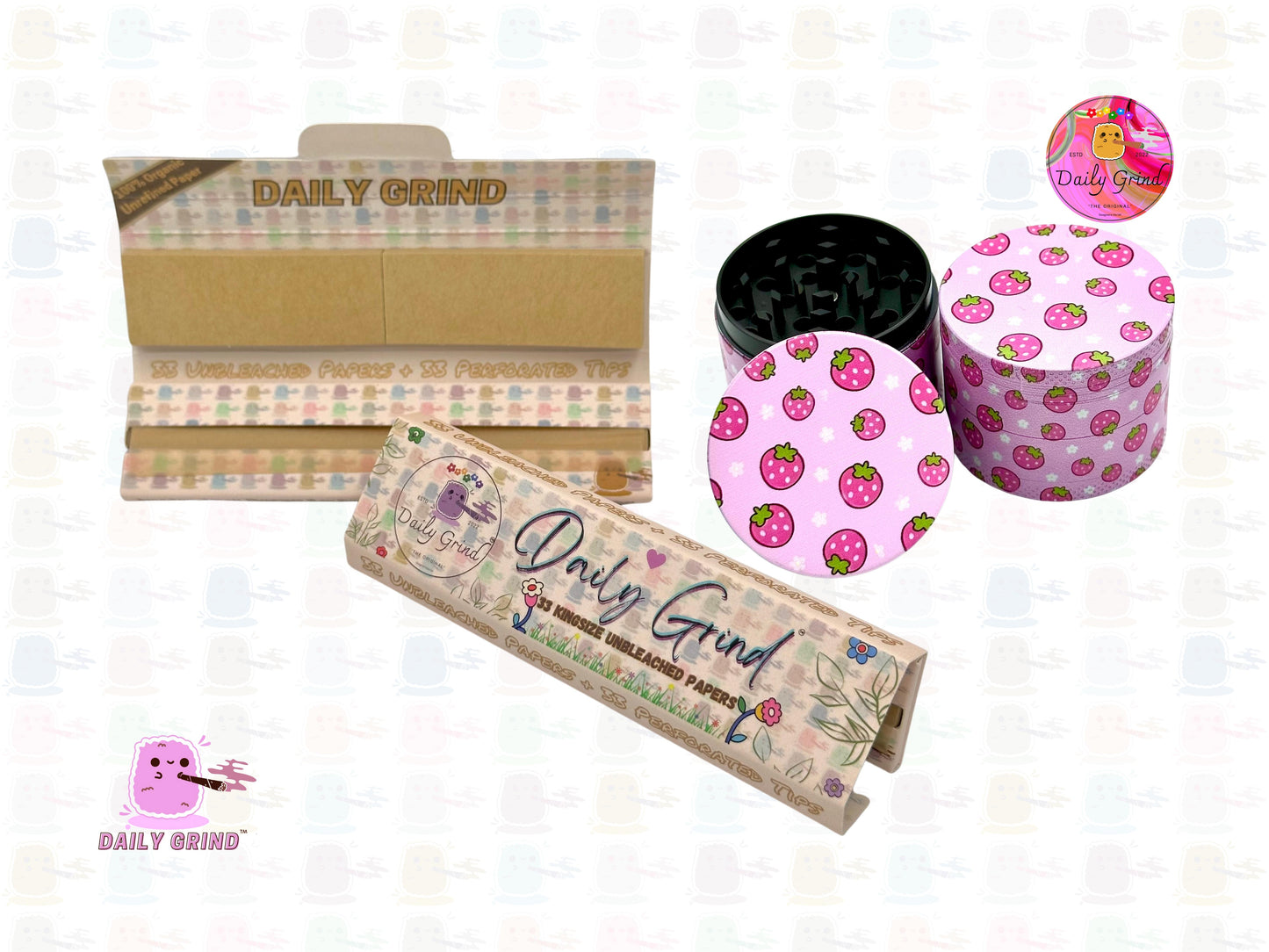 Fresas Kawaii Estilo japonés Kawaii Fruta jugosa linda - 50 mm 4 piezas Regalo de molinillo de hierbas de metal personalizado de alta calidad