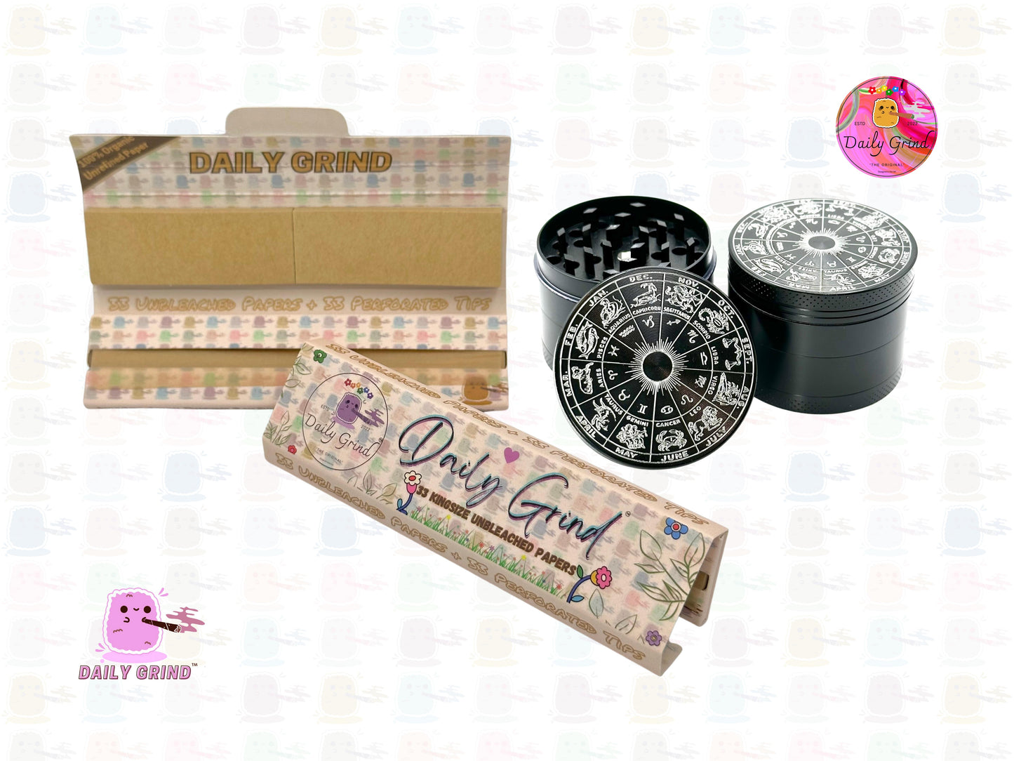 Astrology Star Signs Chart Engraved - 50mm 4-Piece High Quality Custom Metal Tobacco Herb Grinder Gift Idea