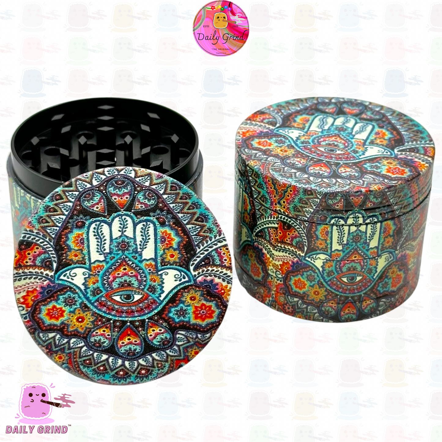 Main de protection Hamsa Tattoo - 50mm 4 pièces de haute qualité personnalisé broyeur d'herbes en métal cadeau