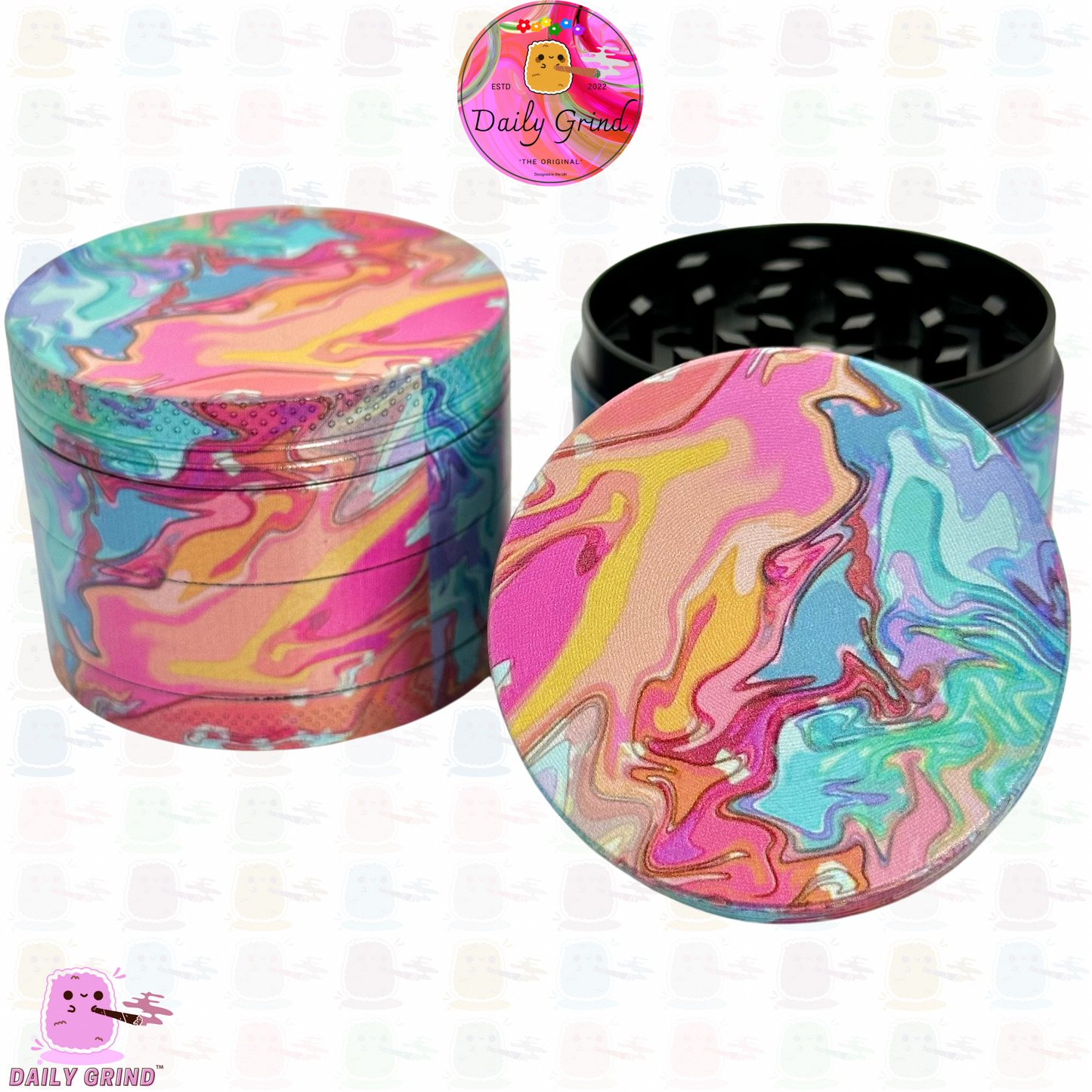 Diseño Pastel Tie Dye Hermosa calidad - 50 mm 4 piezas Regalo de molinillo de hierbas de metal de alta calidad