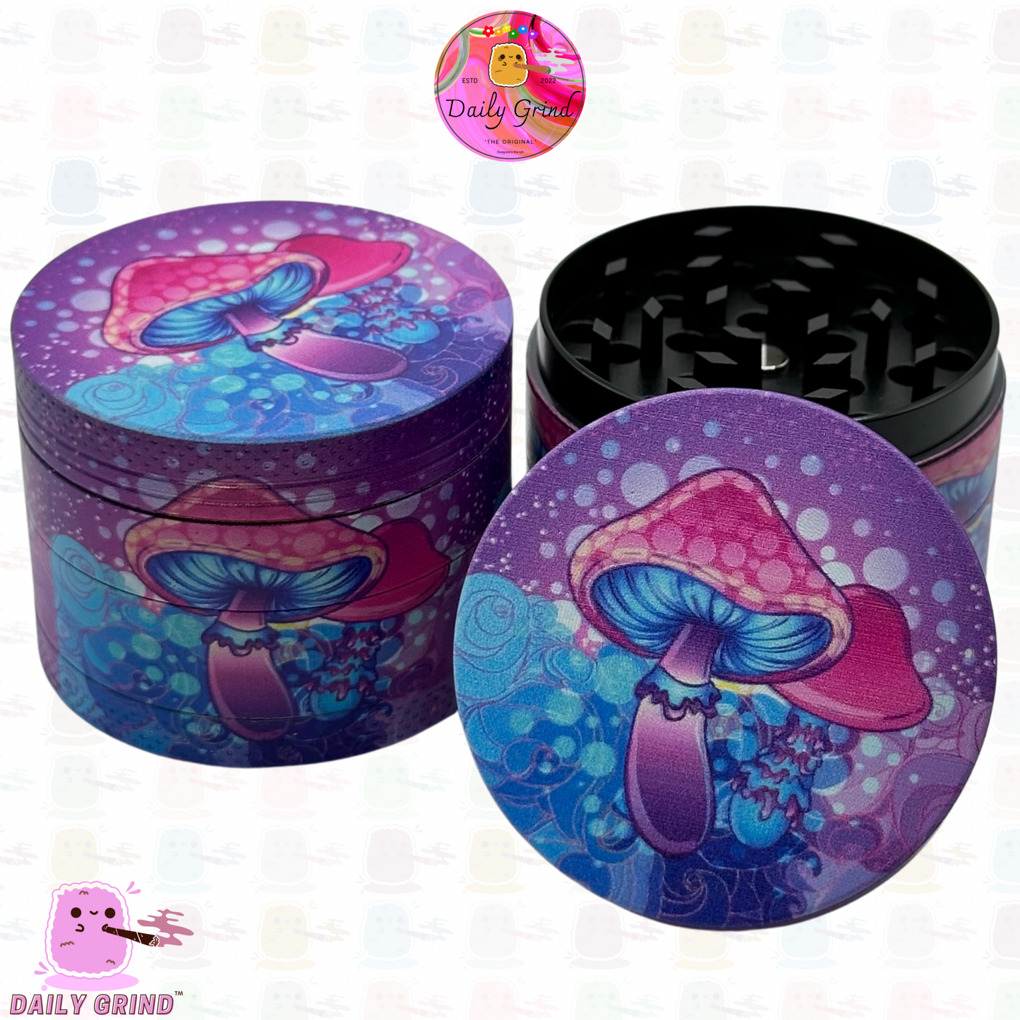 Tinte anudado de setas púrpuras - Regalo de molinillo de hierbas de metal personalizado de alta calidad de 50 mm y 4 piezas