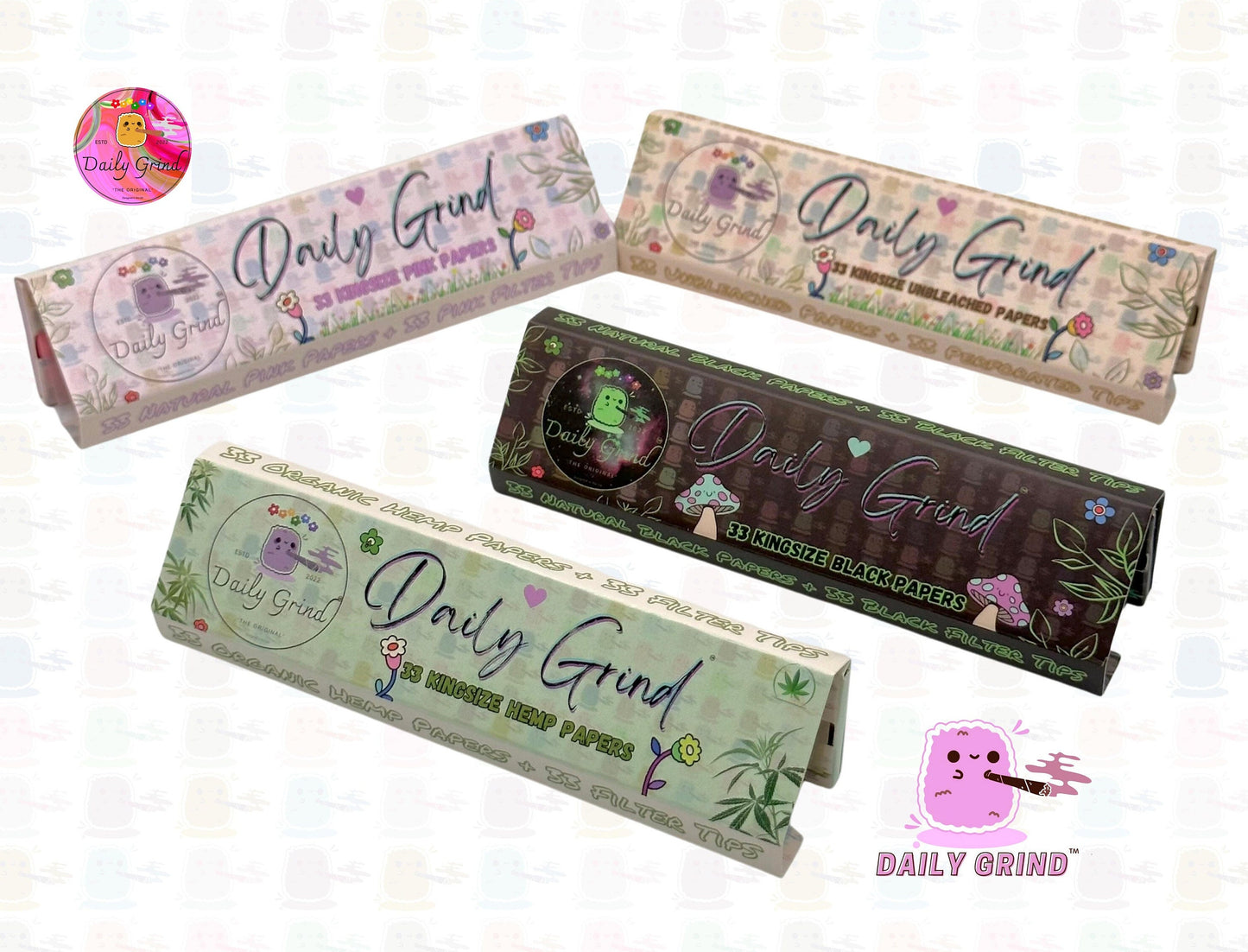 Daily Grind™ Black Kingsize Rolling Papers 33 Sheets + Tips - High Quality, Super Cute Gift!!