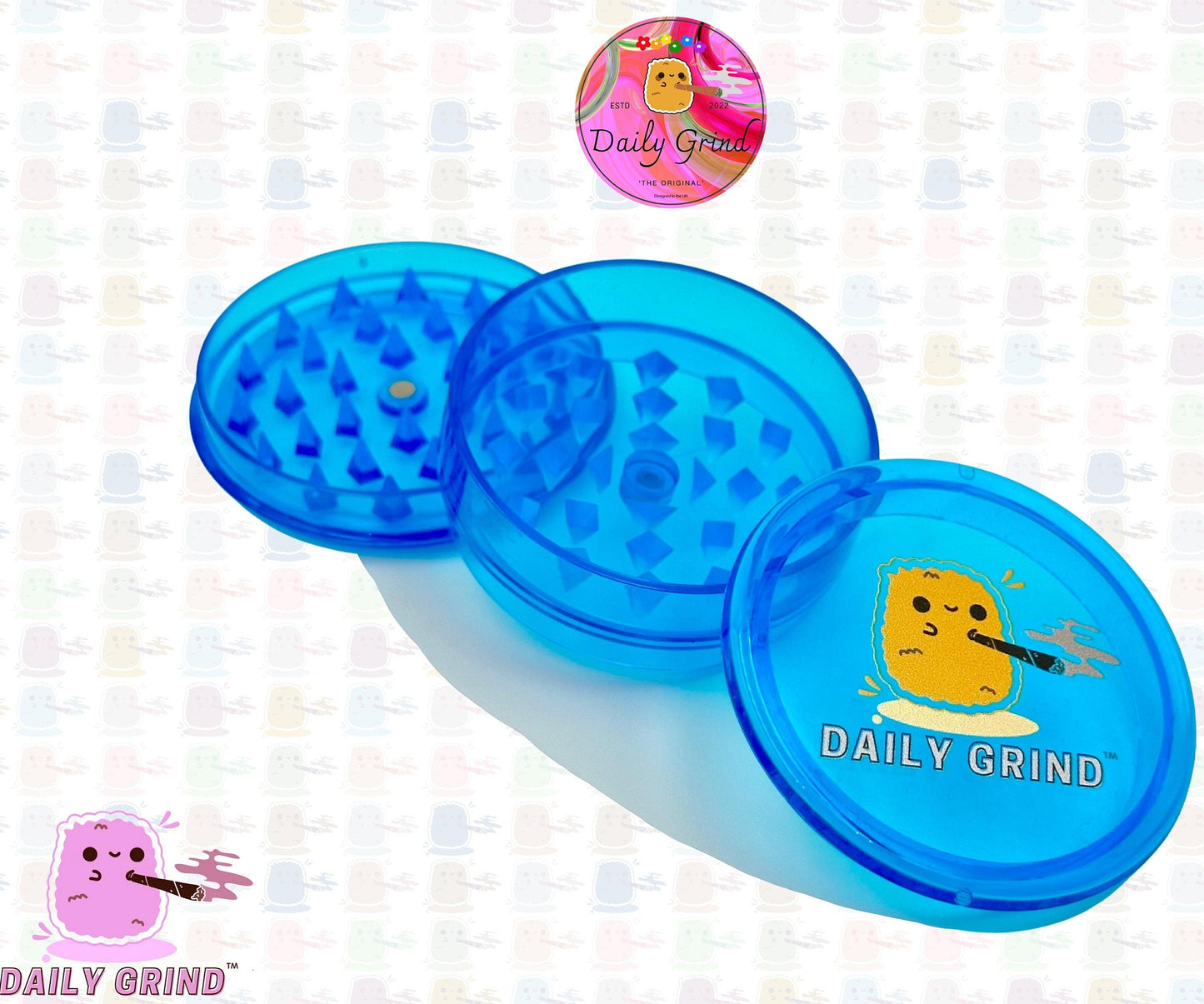 Daily Grind Colourful Crystal Plastic High Quality 3 Piece Herb Grinder Cute Mascot Gift