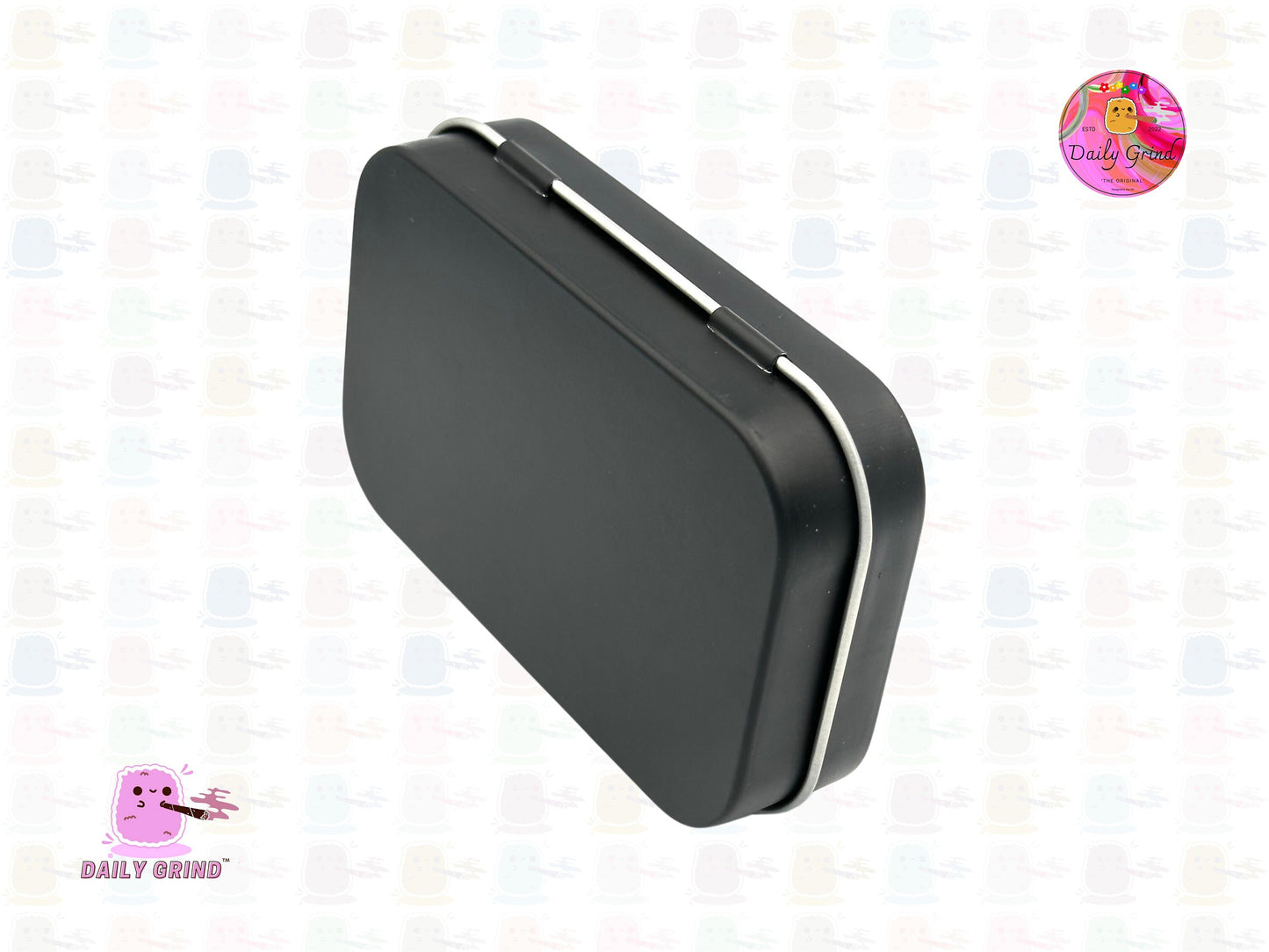 Cute Purple Flowers Rainbow Eyes Kawaii 1oz Black / Crystal / Jewellery / Coins / Bits & Pieces / Hide / Money / Make-Up 1oz Black Hinge Lid Tin Box Gift - 9.5 x 6.2 x 2 cm - Cute Funny Metal Organiser Gift Idea