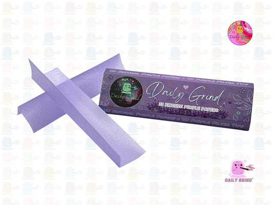 Daily Grind™ Purple Kingsize Rolling Papers 33 Sheets + Tips - High Quality, Super Cute Gift!!