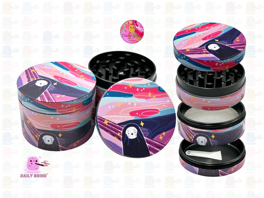 Cartoon Dreamy Sunset - 50mm 4-Piece High Quality Custom Metal Tobacco Herb Grinder Gift Idea