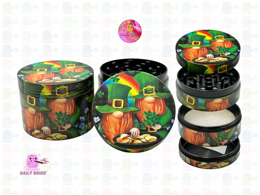 Cute Leprechaun Pot of Gold - 50mm 4-Piece High Quality Custom MetalTobacco Herb Grinder Gift Idea