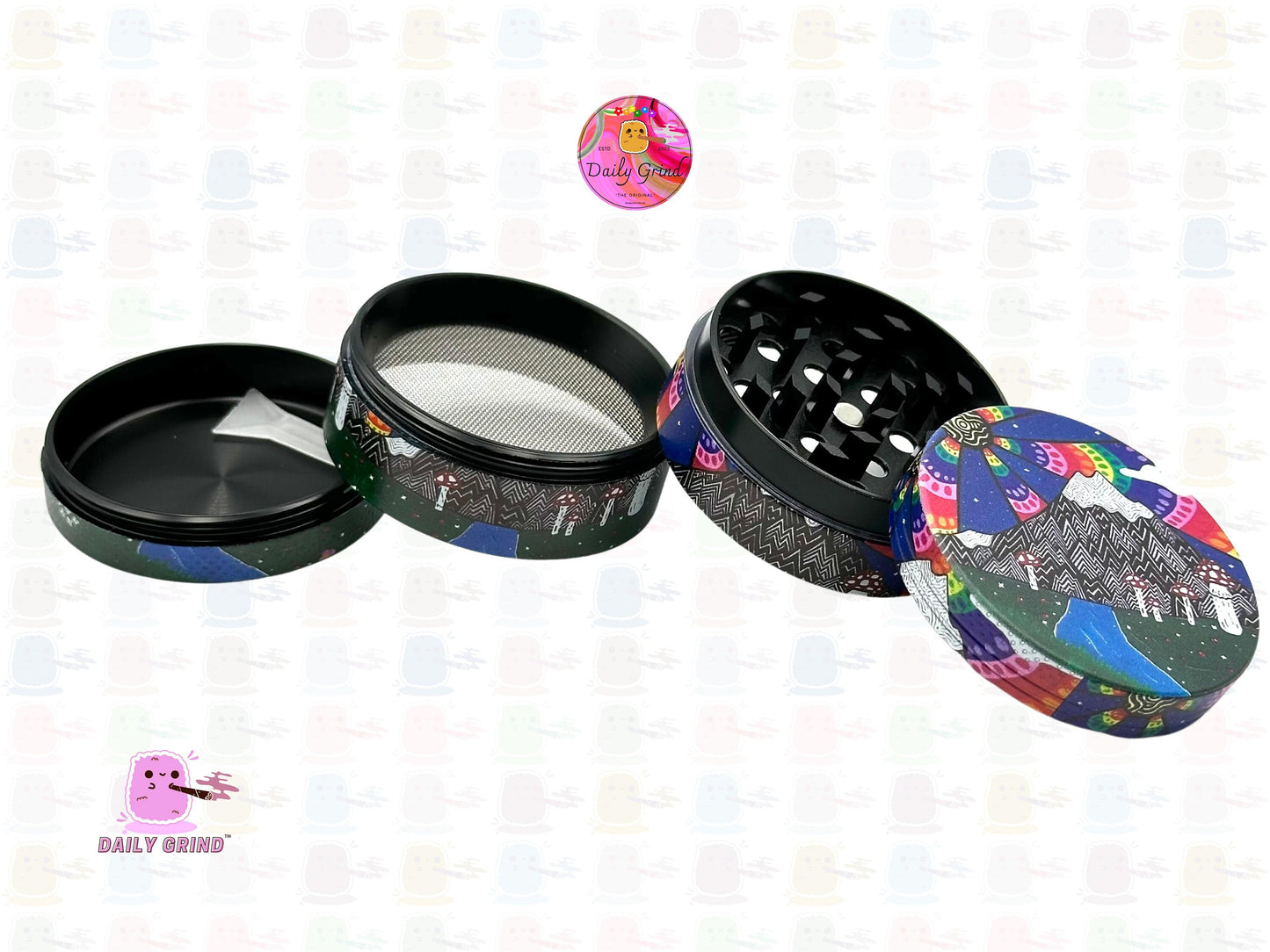 Monte Fuji lindo anime dibujos animados Japón arte 50 mm 4 piezas alta calidad personalizado metal hierba molinillo regalo