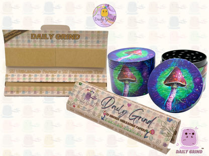 Mushroom Art - 50mm 4-Piece High Quality Custom Metal Tobacco Herb Grinder Gift Idea