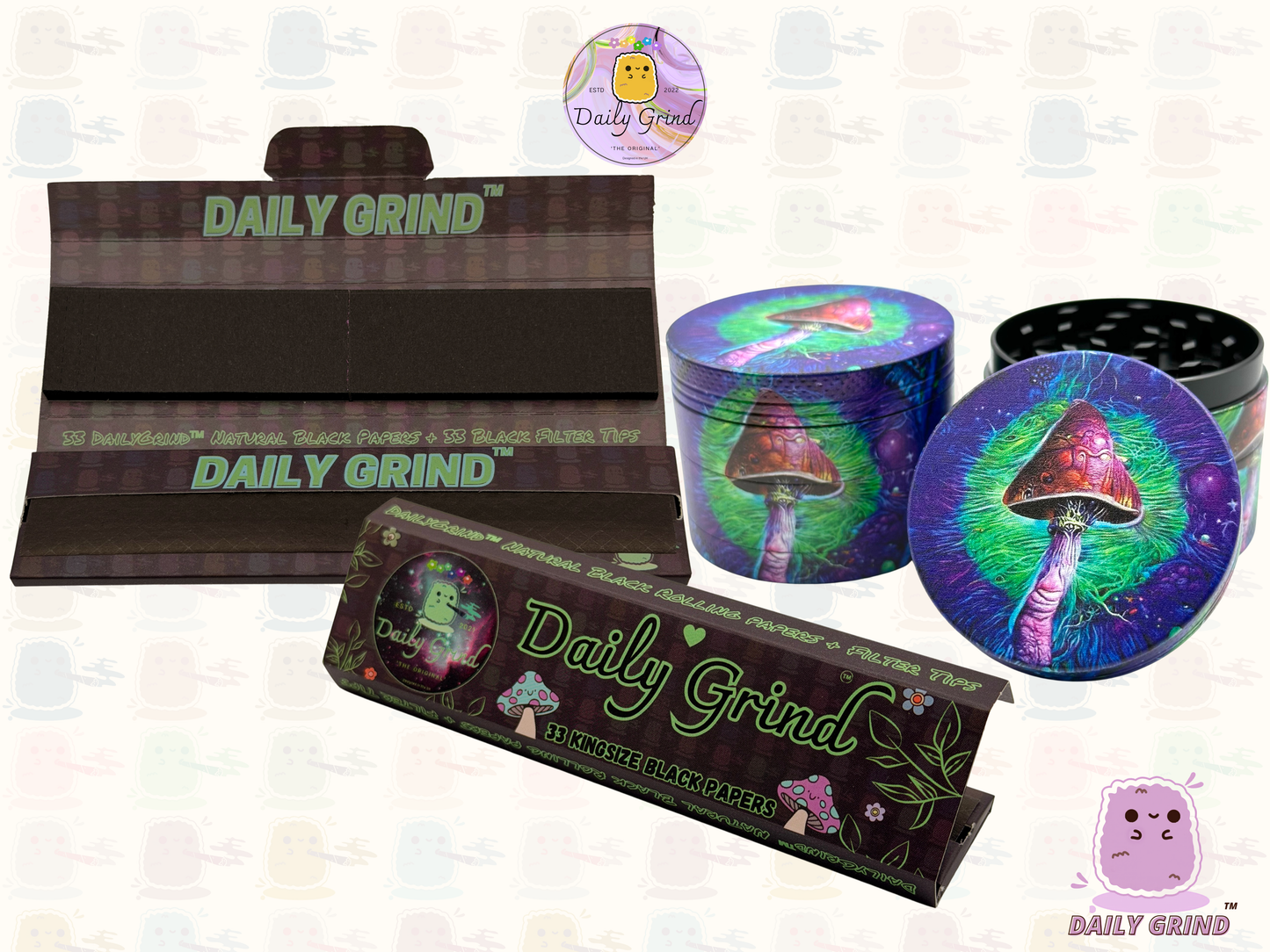 Mushroom Art - 50mm 4-Piece High Quality Custom Metal Tobacco Herb Grinder Gift Idea