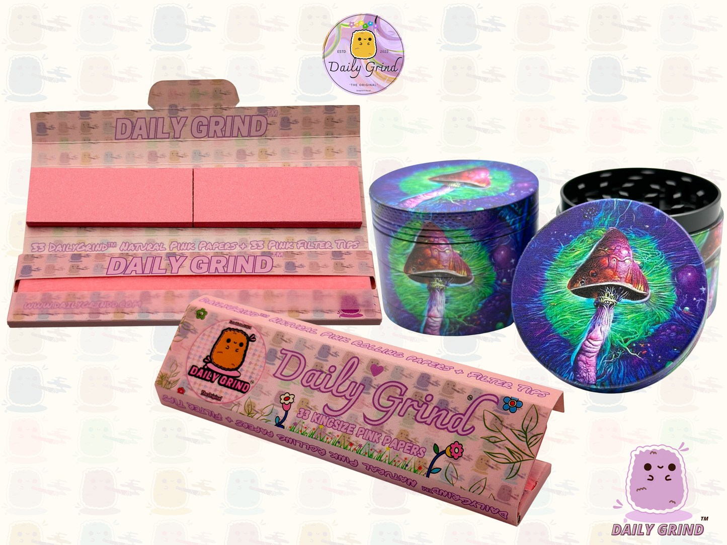 Mushroom Art - 50mm 4-Piece High Quality Custom Metal Tobacco Herb Grinder Gift Idea