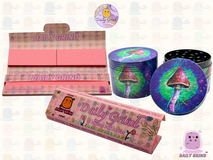 Mushroom Art - 50mm 4-Piece High Quality Custom Metal Tobacco Herb Grinder Gift Idea