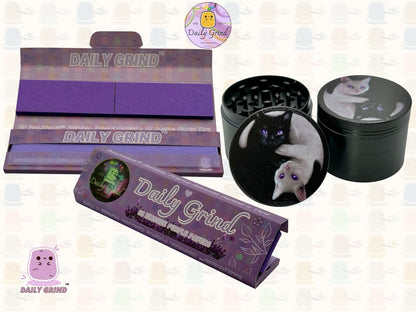 Kitty Yin Yang Cute Cat - 50mm 4-Piece High Quality Custom Metal Tobacco Herb Grinder Gift Idea