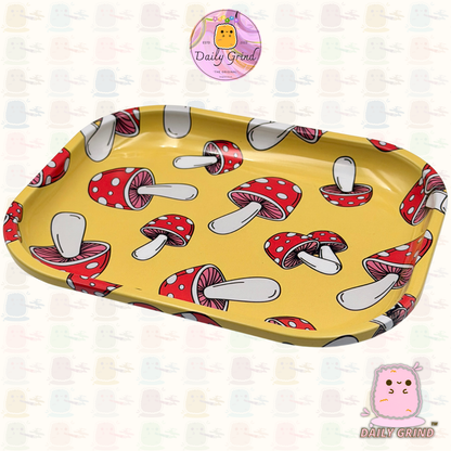 Lindo Toadstool Patrón Seta Amarillo - 14x18cm Pequeña Superficie de Bandeja de Metal para Joyas, Cristales, etc. Idea de regalo de baratijas