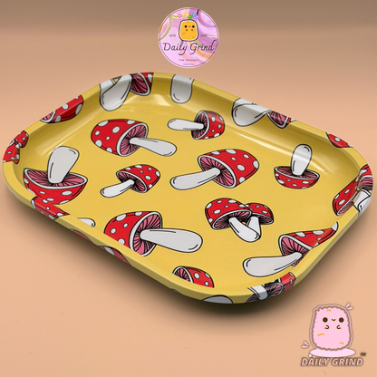 Lindo Toadstool Patrón Seta Amarillo - 14x18cm Pequeña Superficie de Bandeja de Metal para Joyas, Cristales, etc. Idea de regalo de baratijas