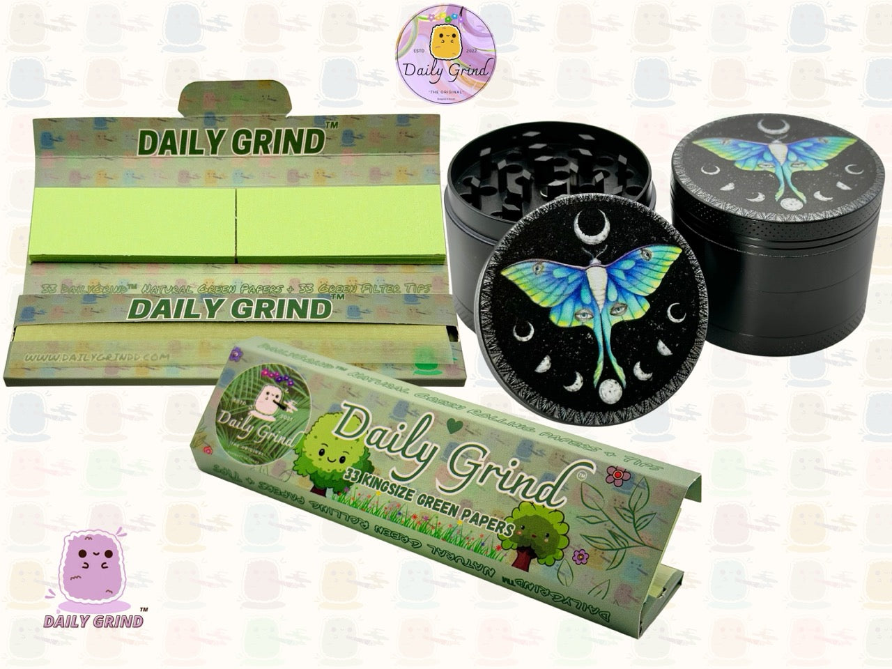 Beau papillon + cycles de lune lunaire Beau papillon nature spirituelle - 50mm 4 pièces de haute qualité personnalisé métal herbe broyeur cadeau 