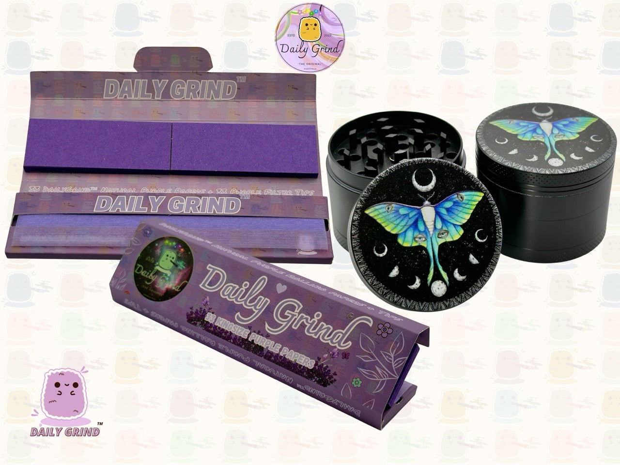 Beau papillon + cycles de lune lunaire Beau papillon nature spirituelle - 50mm 4 pièces de haute qualité personnalisé métal herbe broyeur cadeau 