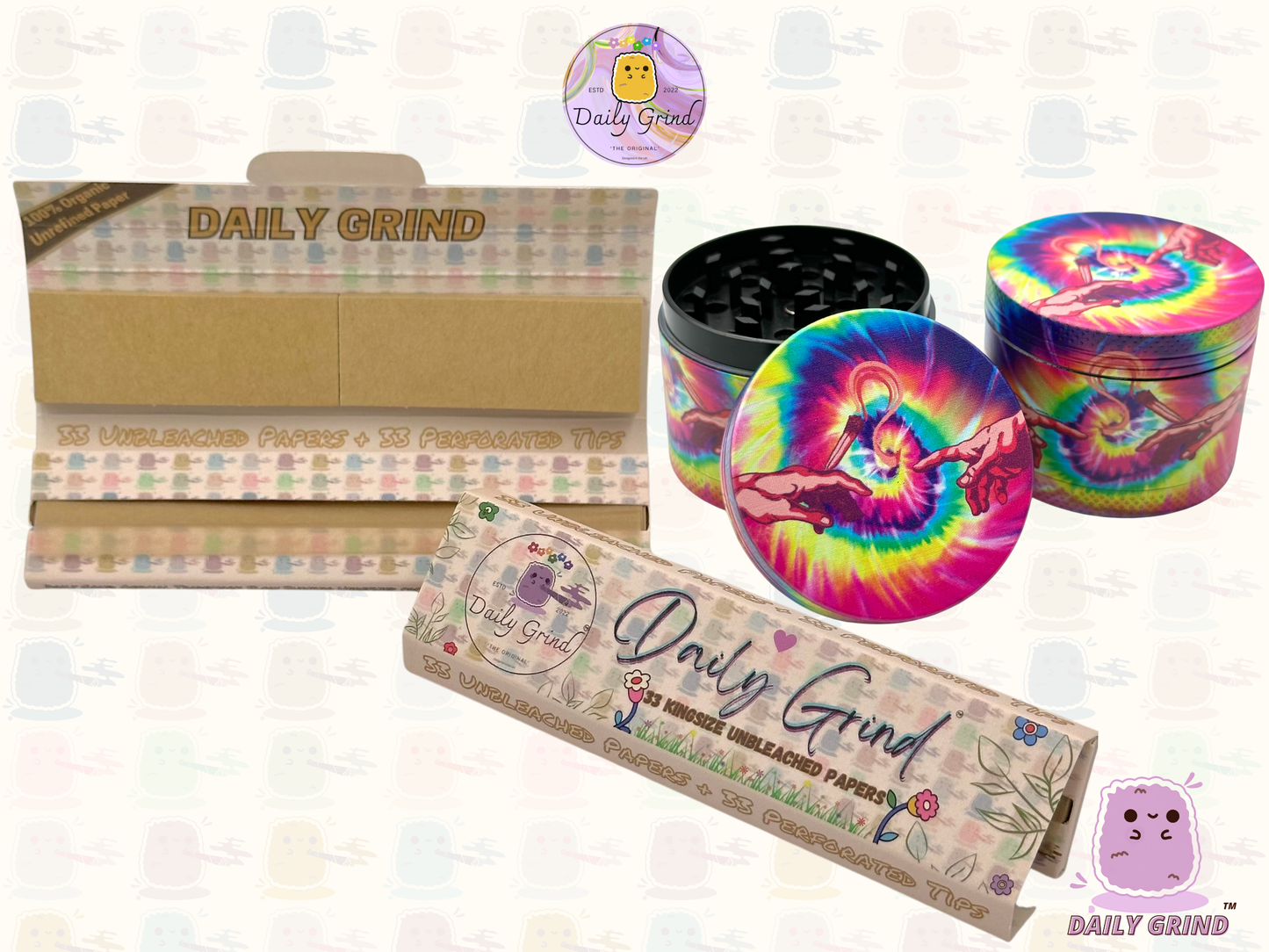 Tie Dye Michelangelo Sistine Chapel Birth of Man - 50mm 4-Piece High Quality Custom Metal Tobacco Herb Grinder Gift Idea
